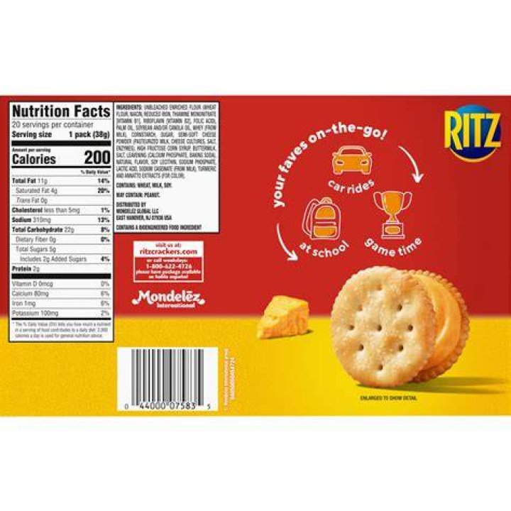 How many calories does a sleeve of Ritz crackers have?